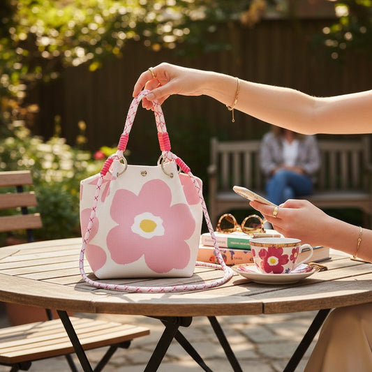 Flower Pattern Women's Knitted Bucket Bag SS51116-23.. (3PC)
