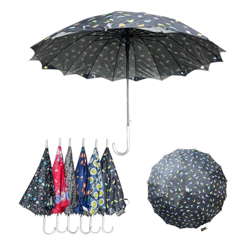 Double Layered Adults Floral 16 Panel Umbrella UM6012 (12PC)