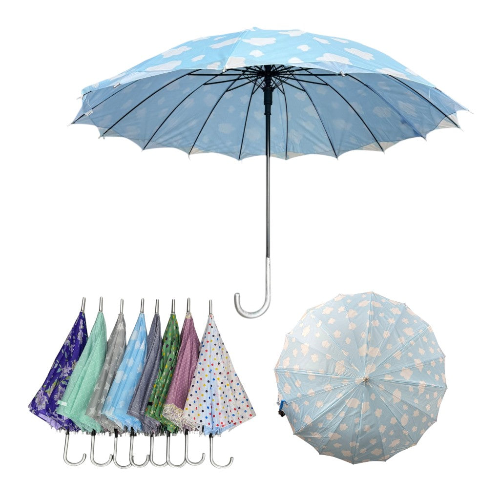 Double Layered Adults Floral 16 Panel Umbrella UM6011. (12PC)