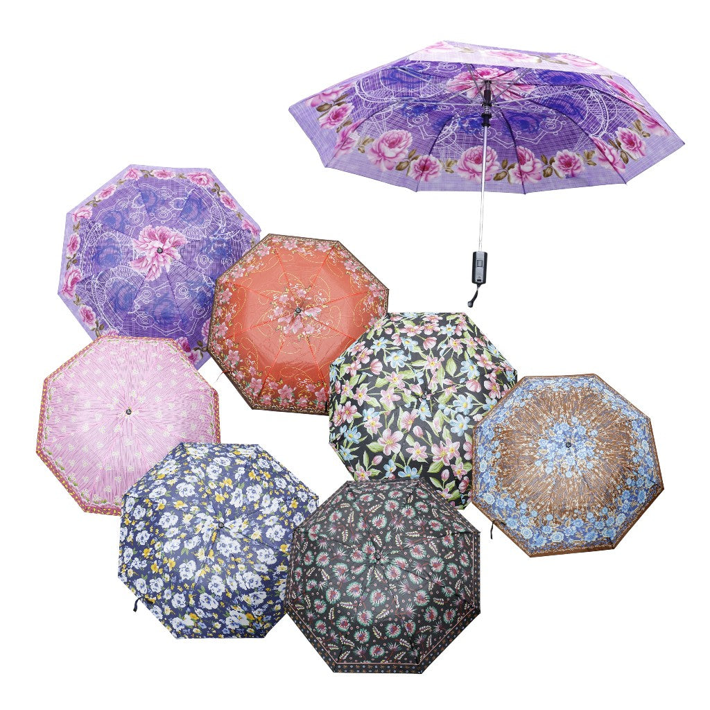 Multicolor Printed Auto 2 Fold Umbrella for Women & Men UM5116 (12pc)