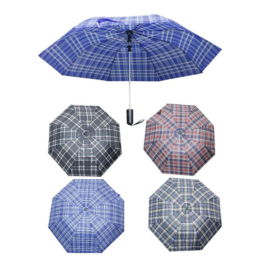 Classic Check Pattern Auto 2 Fold Umbrella for Women & Men UM5118 (12pc)