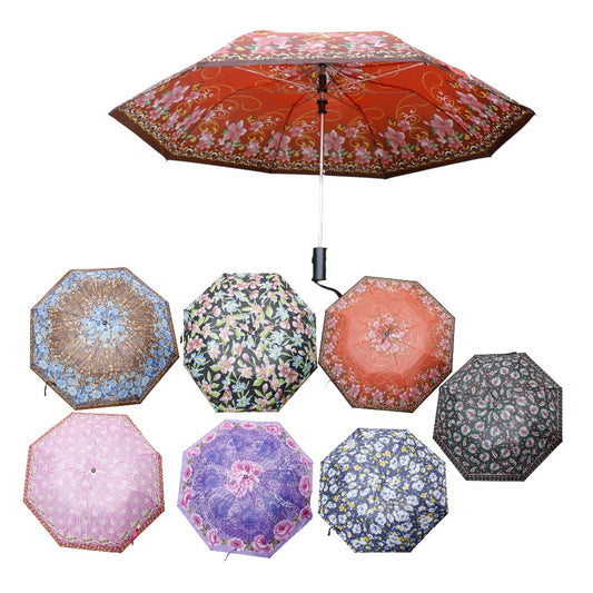 Multicolor Printed Auto 2 Fold Umbrella for Women & Men UM5116 (12pc)