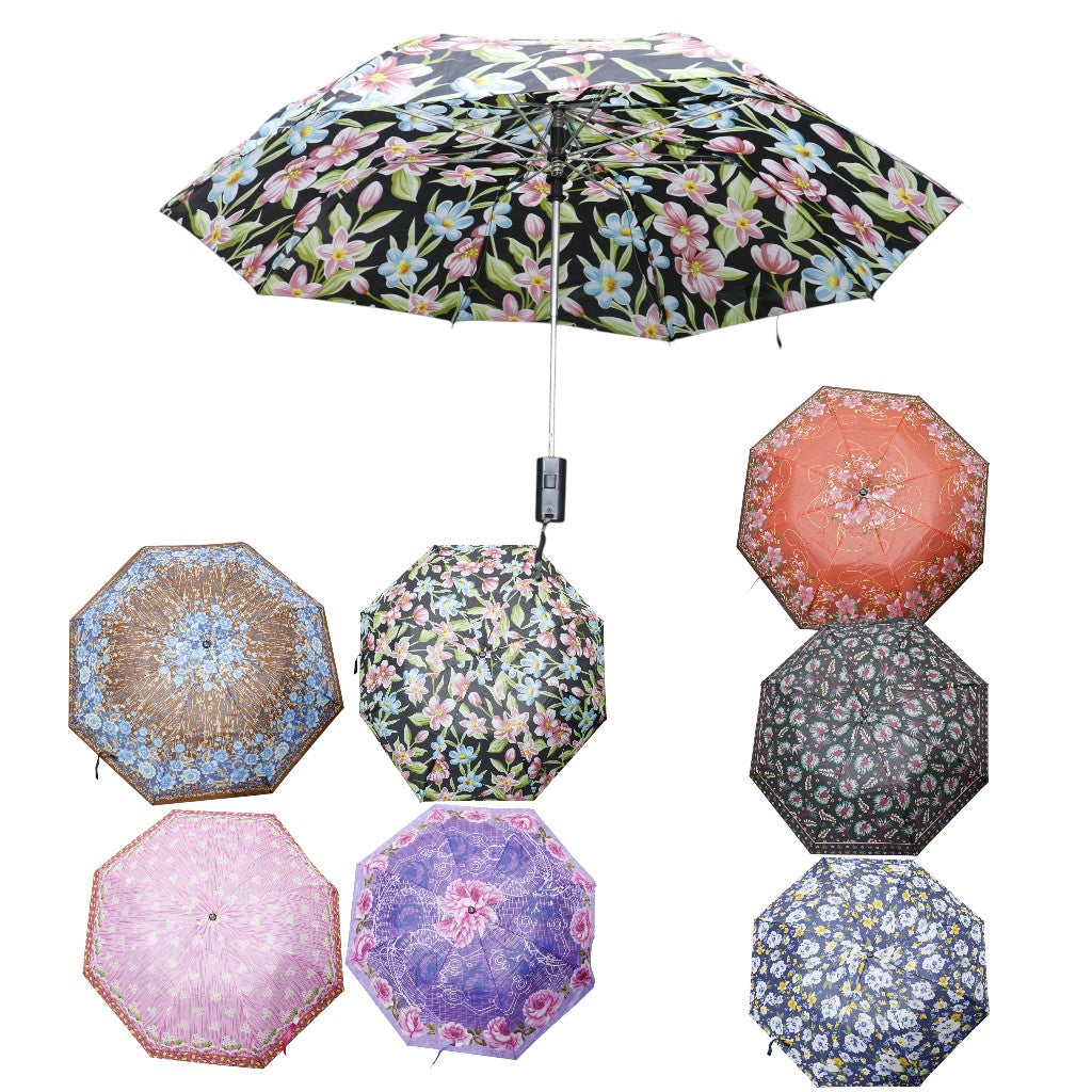 Multicolor Printed Auto 2 Fold Umbrella for Women & Men UM5116 (12pc)