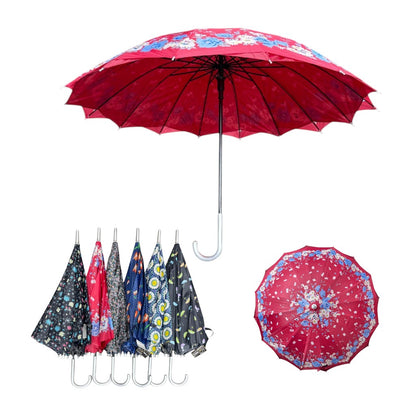 Double Layered Adults Floral 16 Panel Umbrella UM6012 (12PC)