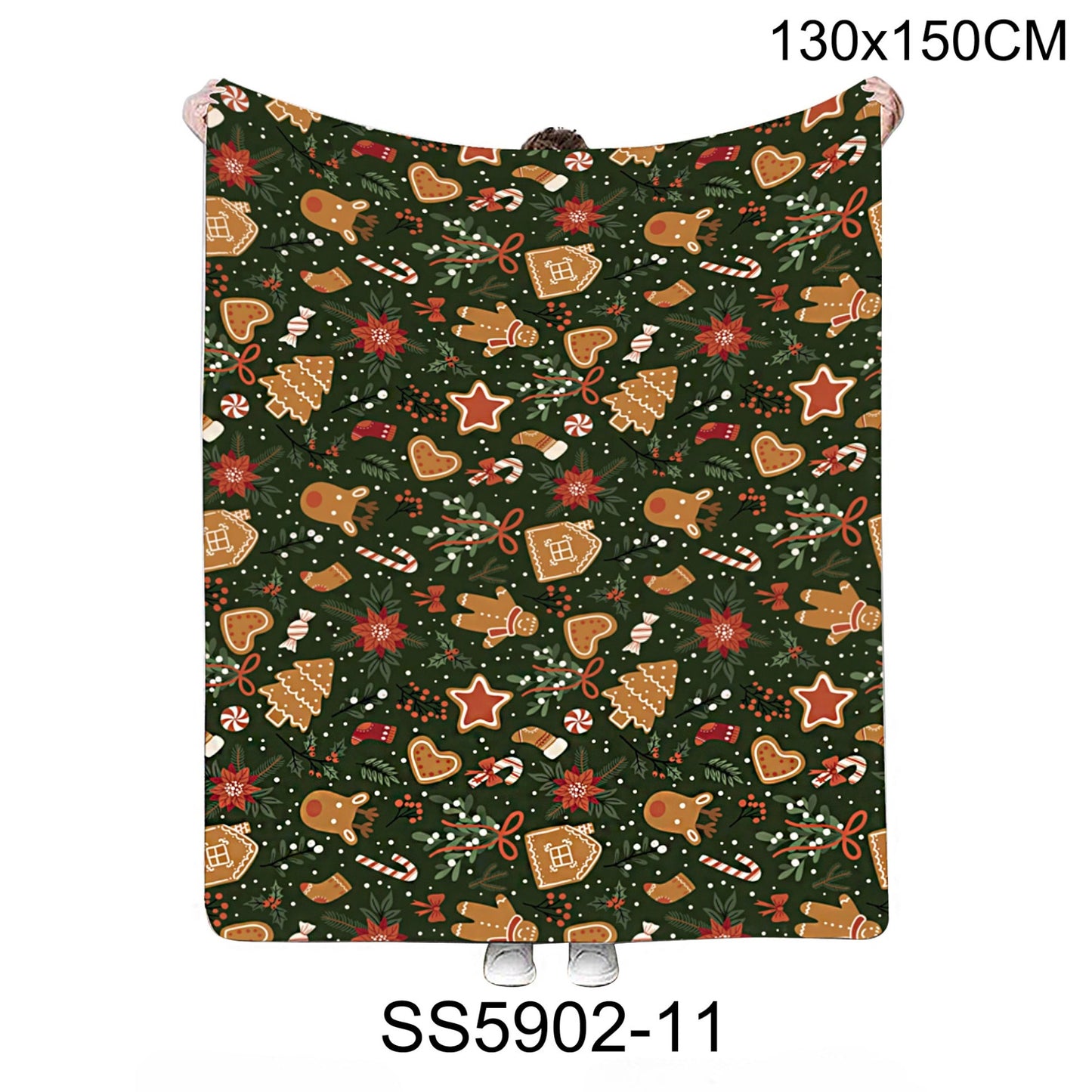 Christmas Gingerbread House and Tree Pattern Blanket SS5902-11(1PC)