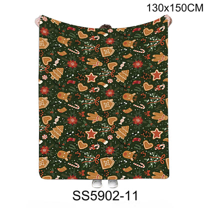 Christmas Gingerbread House and Tree Pattern Blanket SS5902-11(1PC)