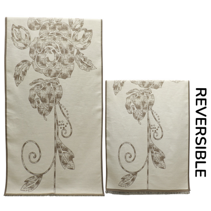 Cashmere Feel Winter Rose Pattern Reversible Scarf SCF5726-45(12PC)