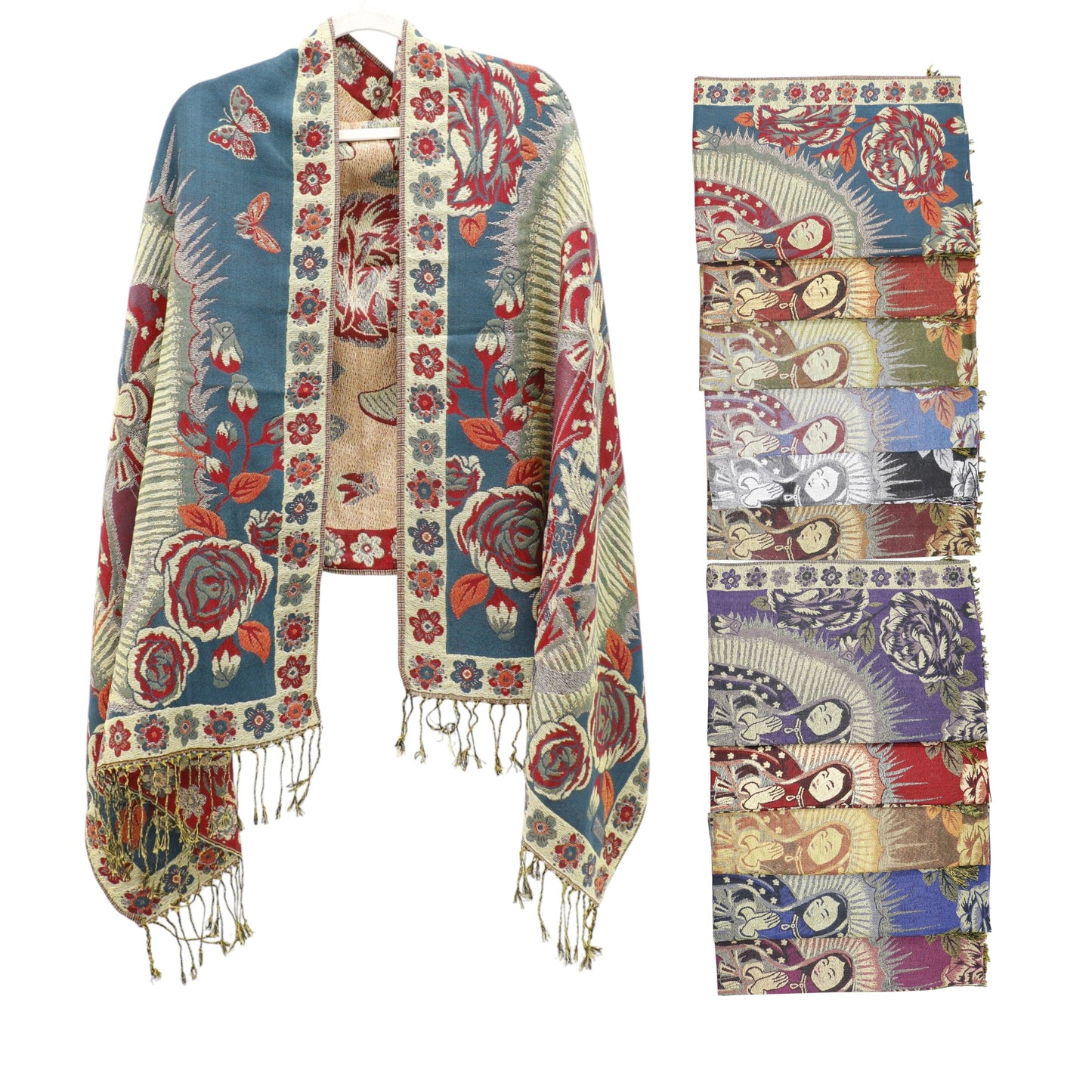 Metallic Pashmina Our Lady of Guadalupe SCF5920-11 (12PC)