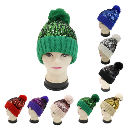 Pom Pom Sequin Beanie HA3715-1. (3PC)