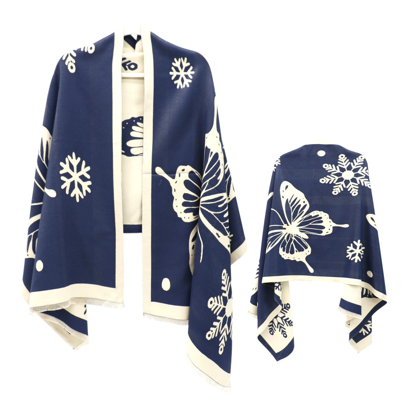 Cashmere Feel Winter Reversible Butterfly Snowflake patten Scarves SCF4902-2 (12PC)