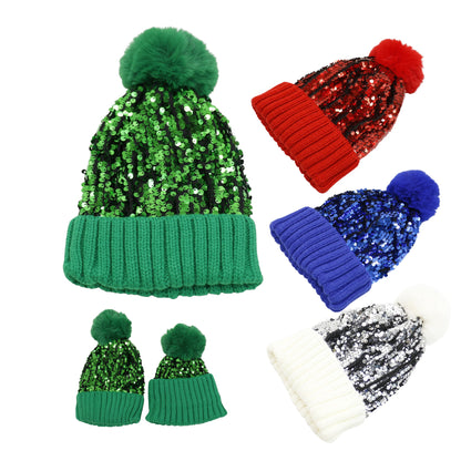 Pom Pom Sequin Beanie HA3715-1. (3PC)