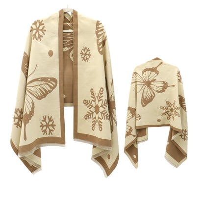 Cashmere Feel Winter Reversible Butterfly Snowflake patten Scarves SCF4902-2 (12PC)