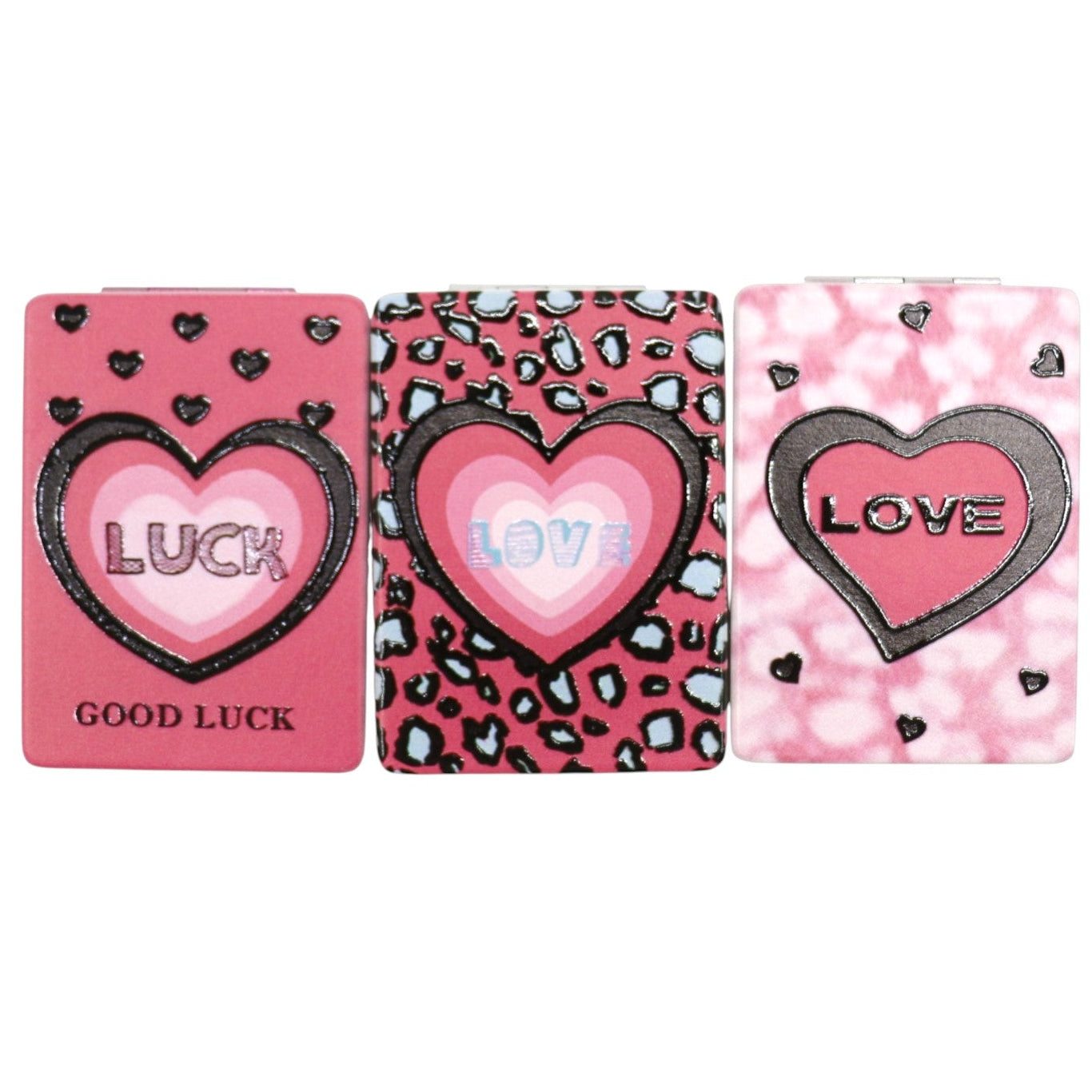 Love Hearts Matte Rectangular Compact Mirror JM5921-7 (12PC)