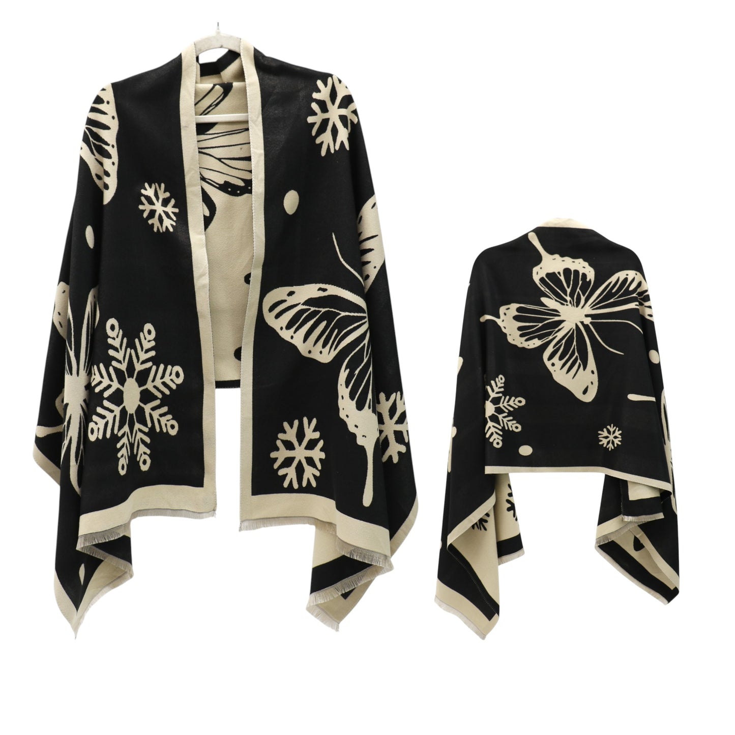 Cashmere Feel Winter Reversible Butterfly Snowflake patten Scarves SCF4902-2 (12PC)