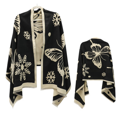 Cashmere Feel Winter Reversible Butterfly Snowflake patten Scarves SCF4902-2 (12PC)