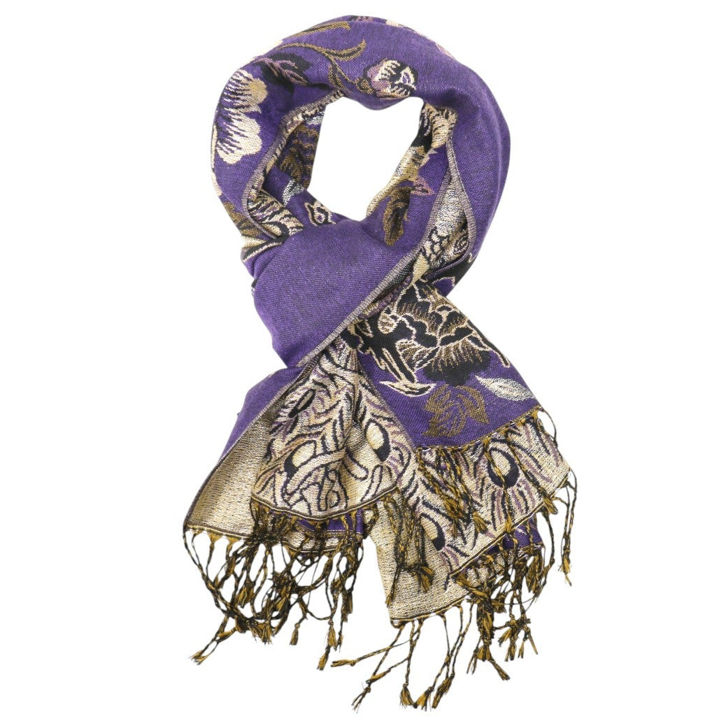 Metallic Pashmina Peacock  SCF4815-14 (12PC)