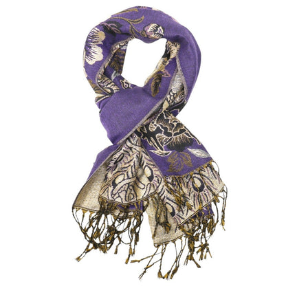 Metallic Pashmina Peacock  SCF4815-14 (12PC)