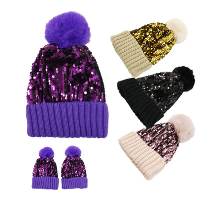 Pom Pom Sequin Beanie HA3715-1 (3PC)