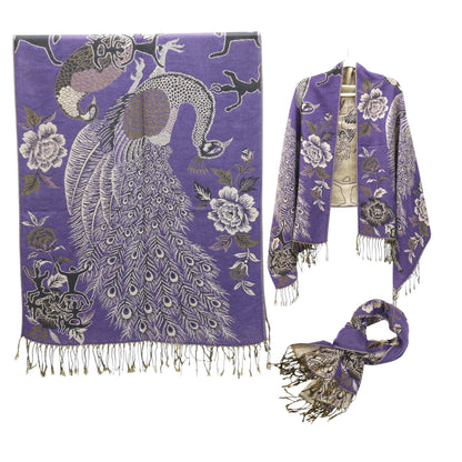 Metallic Pashmina Peacock  SCF4815-14.. (12PC)