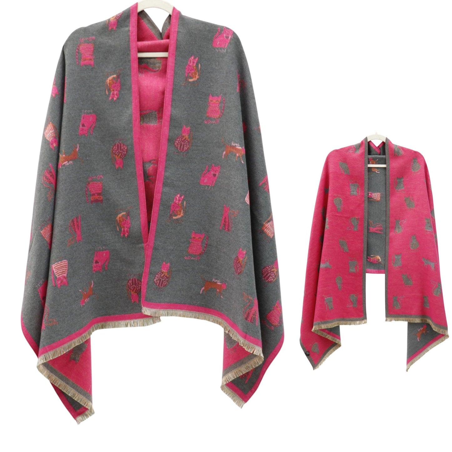 Cashmere Feel Winter Reversible Classic Cat Style  Scarves SCF1230-36(12PC)