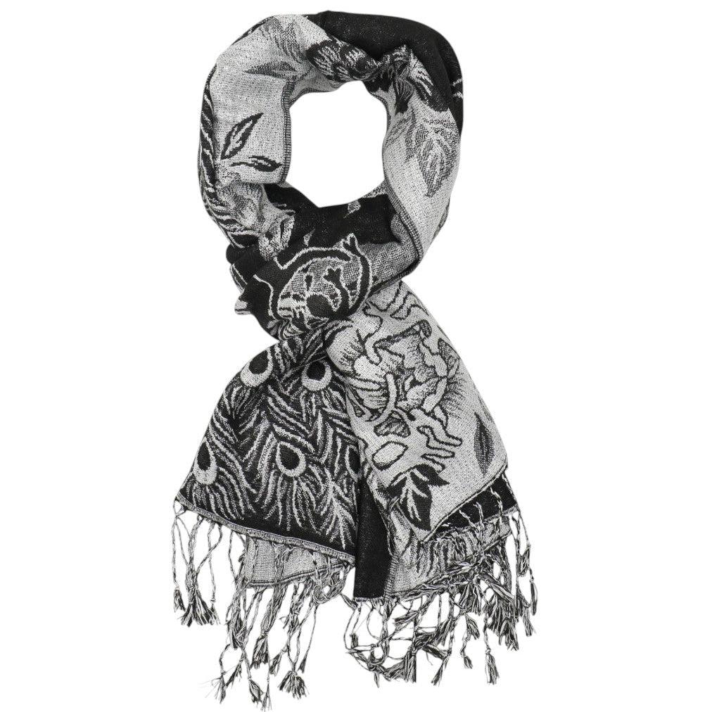 Metallic Pashmina Peacock  SCF4815-14.. (12PC)