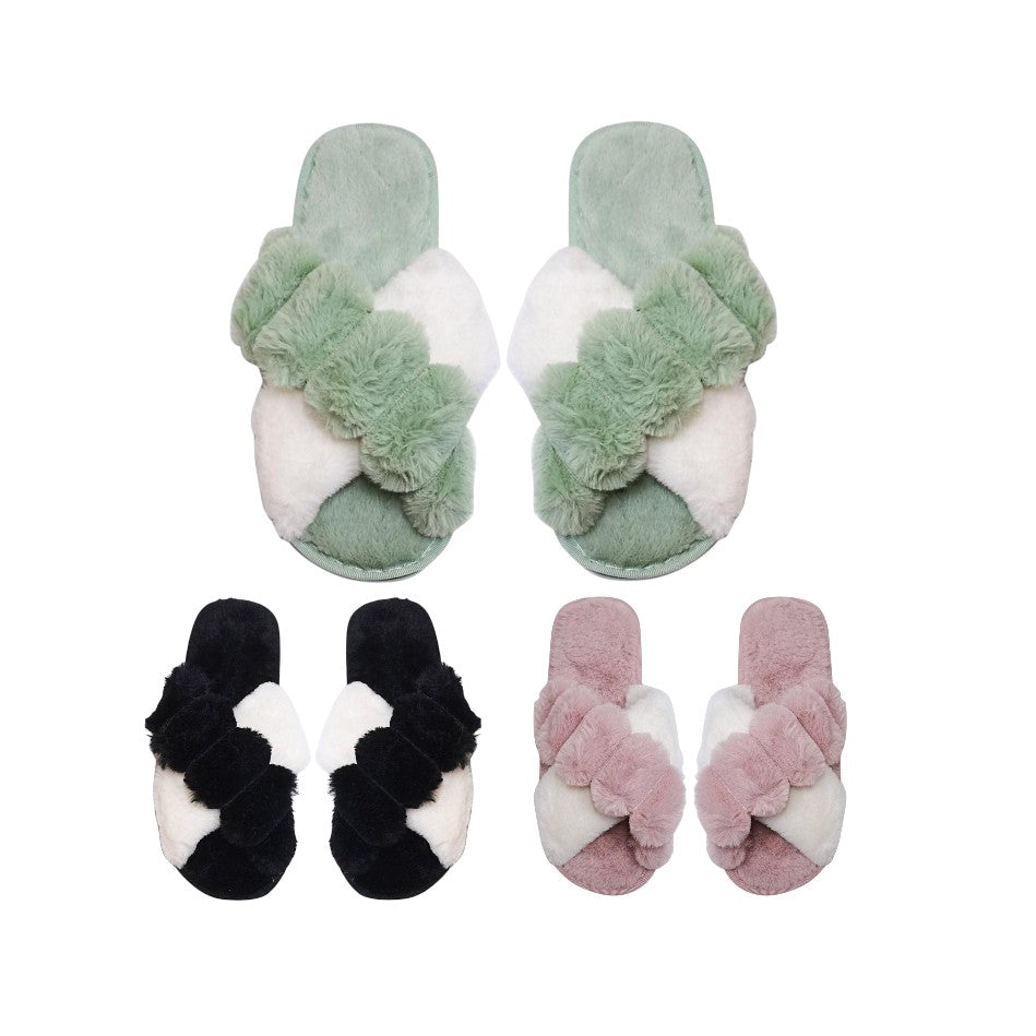 Pom Pom Fluffy Home Slide Slippers SS3429-49. (12PC)