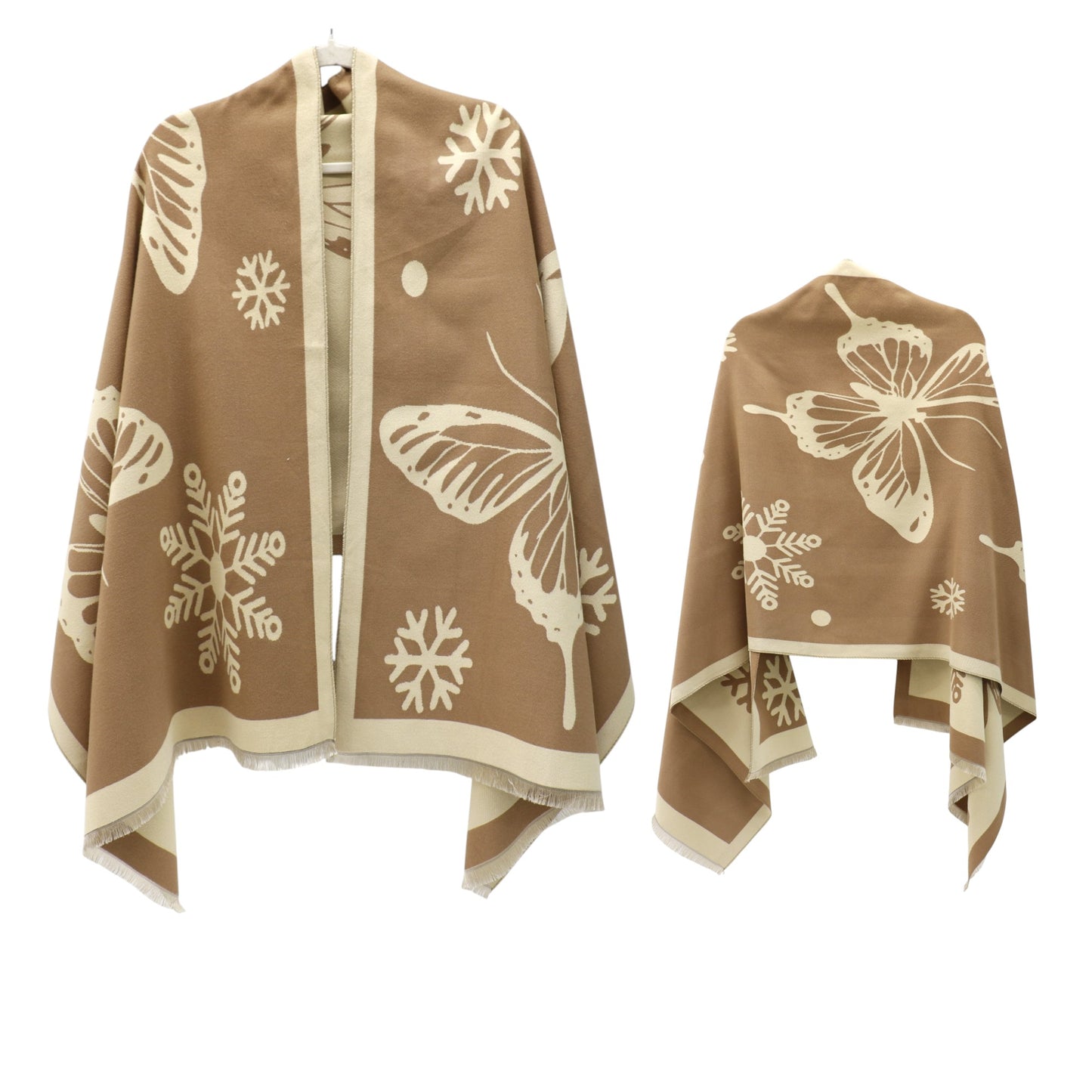 Cashmere Feel Winter Reversible Butterfly Snowflake patten Scarves SCF4902-2 (12PC)