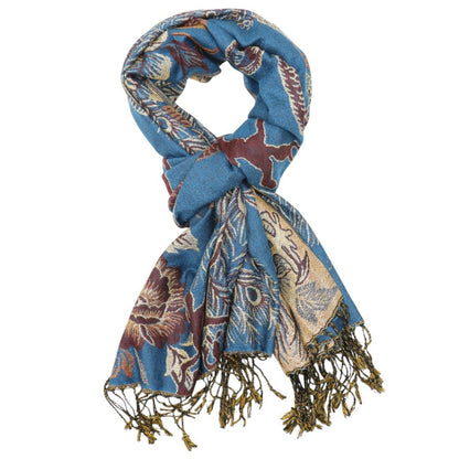 Metallic Pashmina Peacock  SCF4815-14 (12PC)