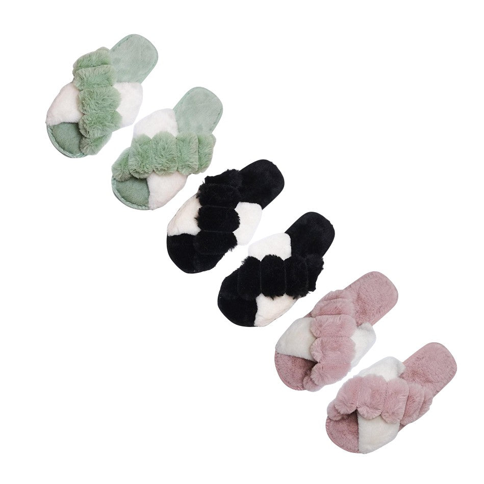 Pom Pom Fluffy Home Slide Slippers SS3429-49 (12PC)
