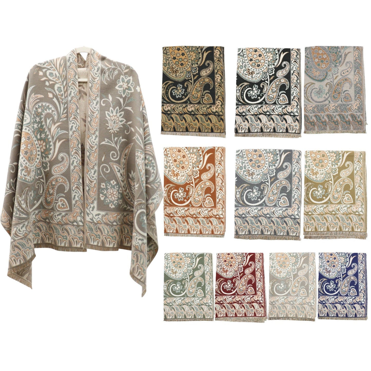 Cashmere Feel Winter Reversible Paisley Scarves SCF5726-51 (12PC)