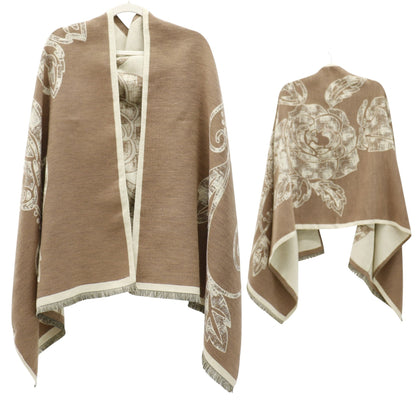 Cashmere Feel Winter Rose Pattern Reversible Scarf SCF5726-45(12PC)