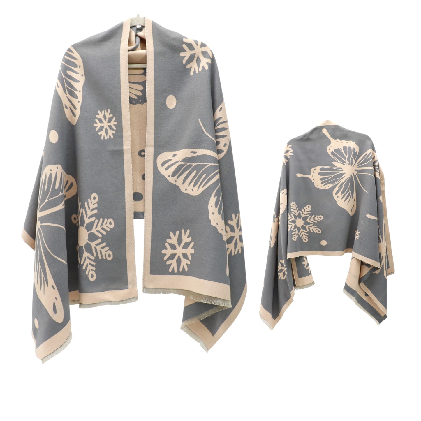Cashmere Feel Winter Reversible Butterfly Snowflake patten Scarves SCF4902-2 (12PC)