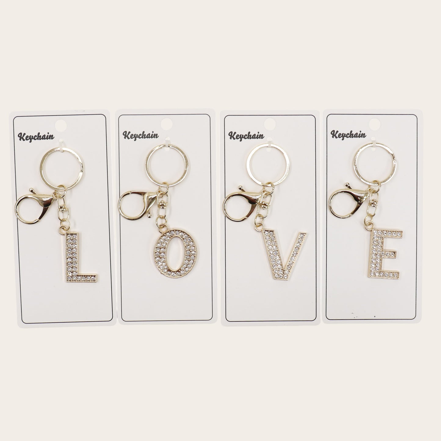 Rhinestone Alphabet Initial Letter Key Chain SS51011-32. (12PC)