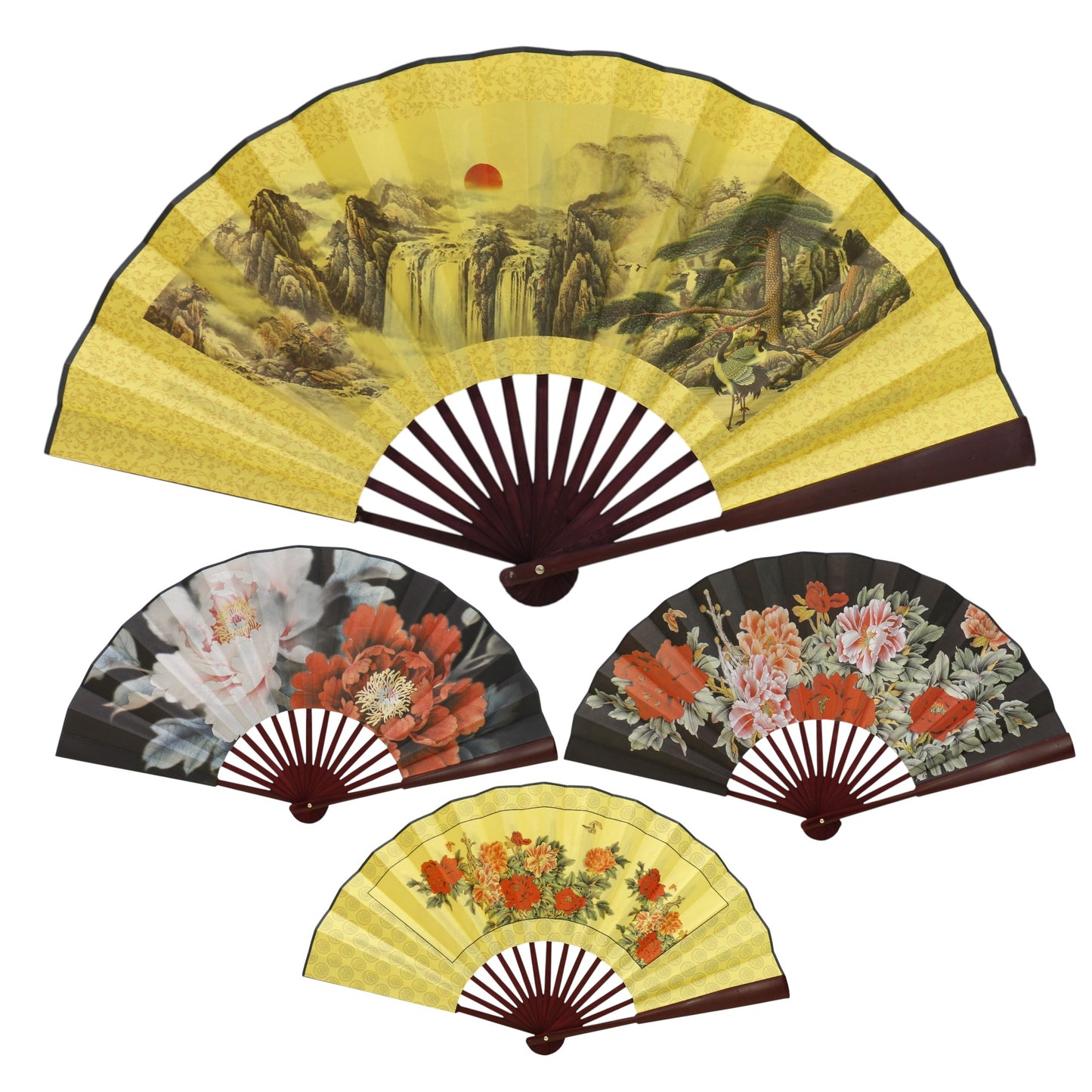Chinese Vintage Oriental Hand Held Folding Fan FNSZ03 (12PC)