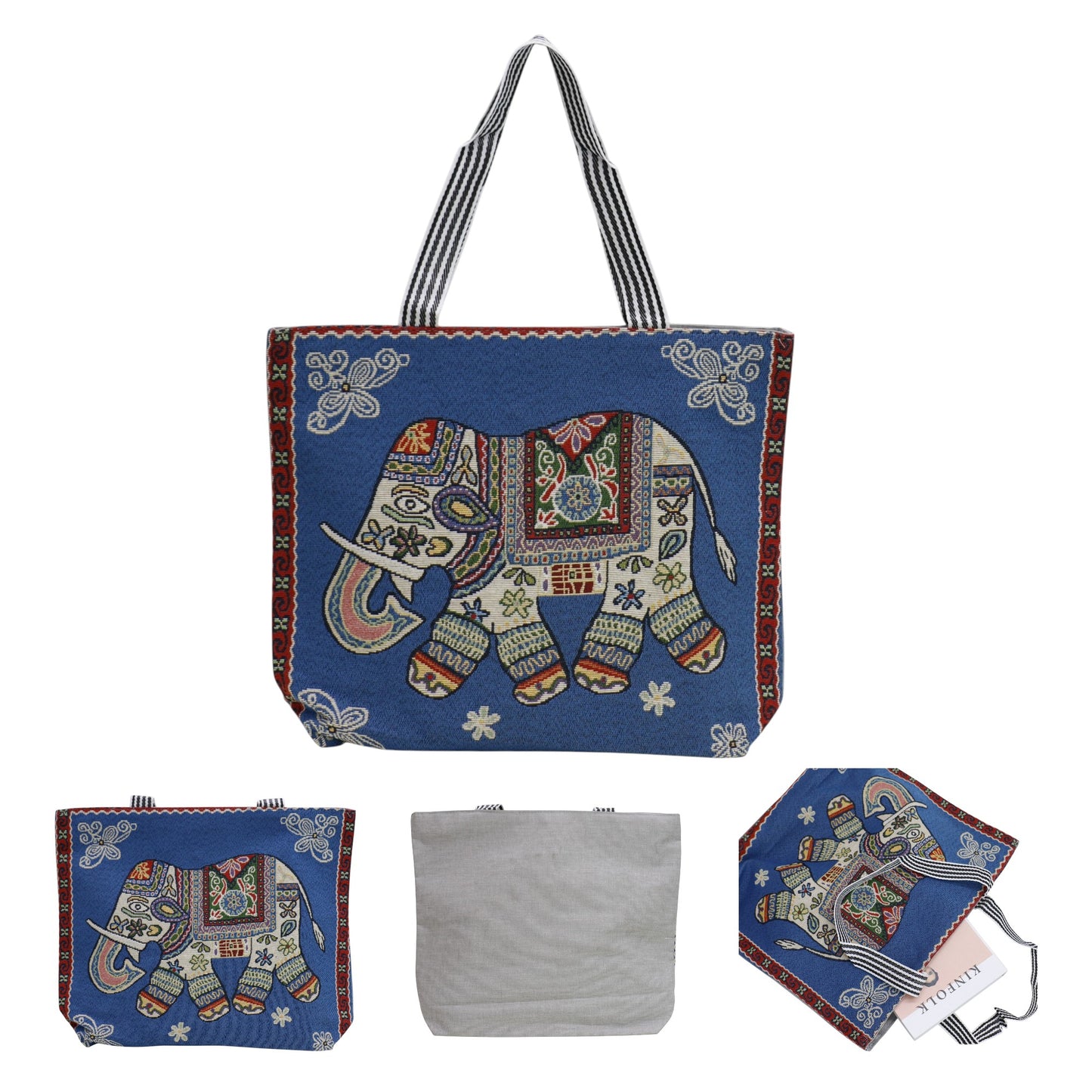 Elephant Embroidery Tote Bag BG315-6 (12PC)