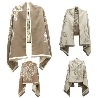 Cashmere Feel Winter Rose Pattern Reversible Scarf SCF5726-45(12PC)