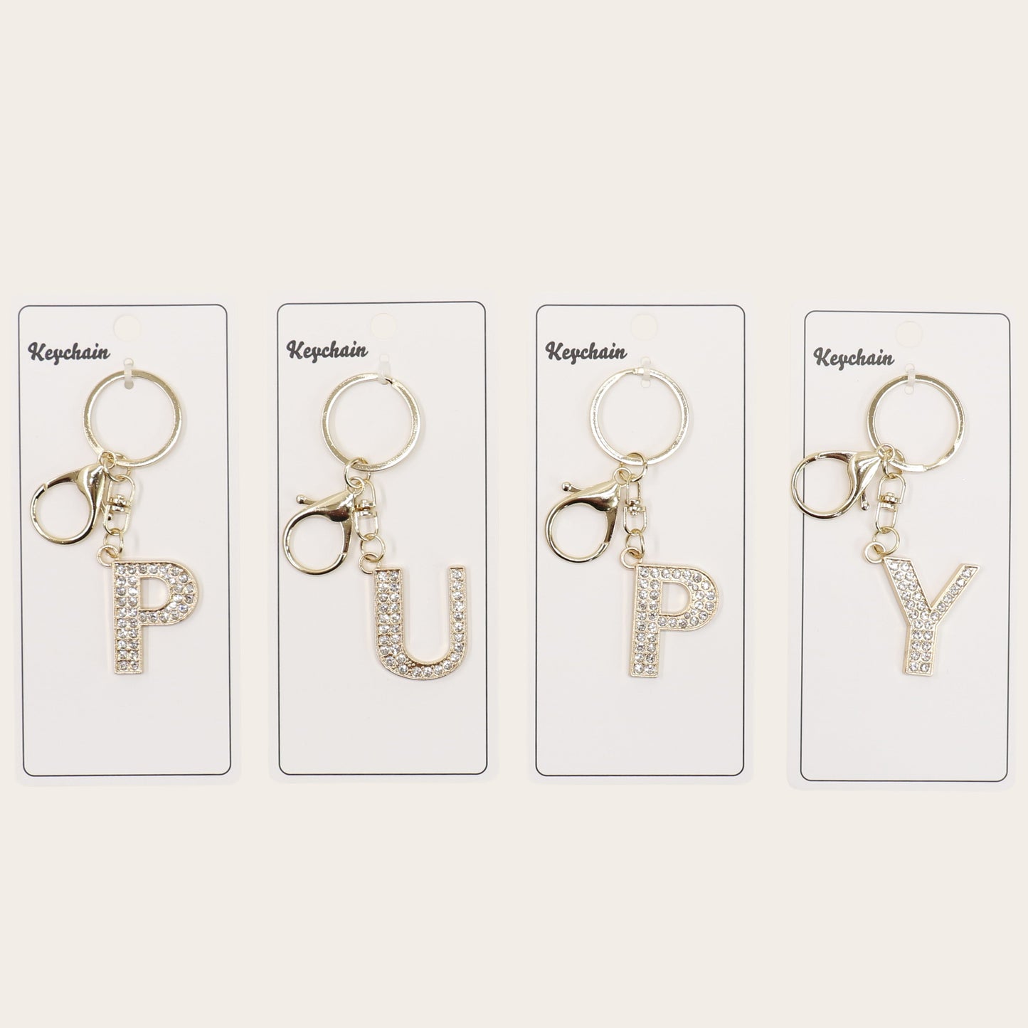 Rhinestone Alphabet Initial Letter Key Chain SS51011-32. (12PC)
