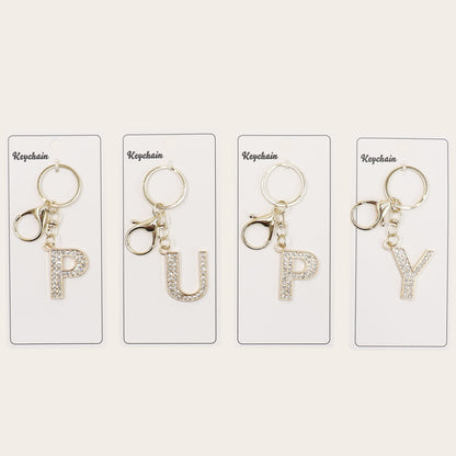 Rhinestone Alphabet Initial Letter Key Chain SS51011-32. (12PC)