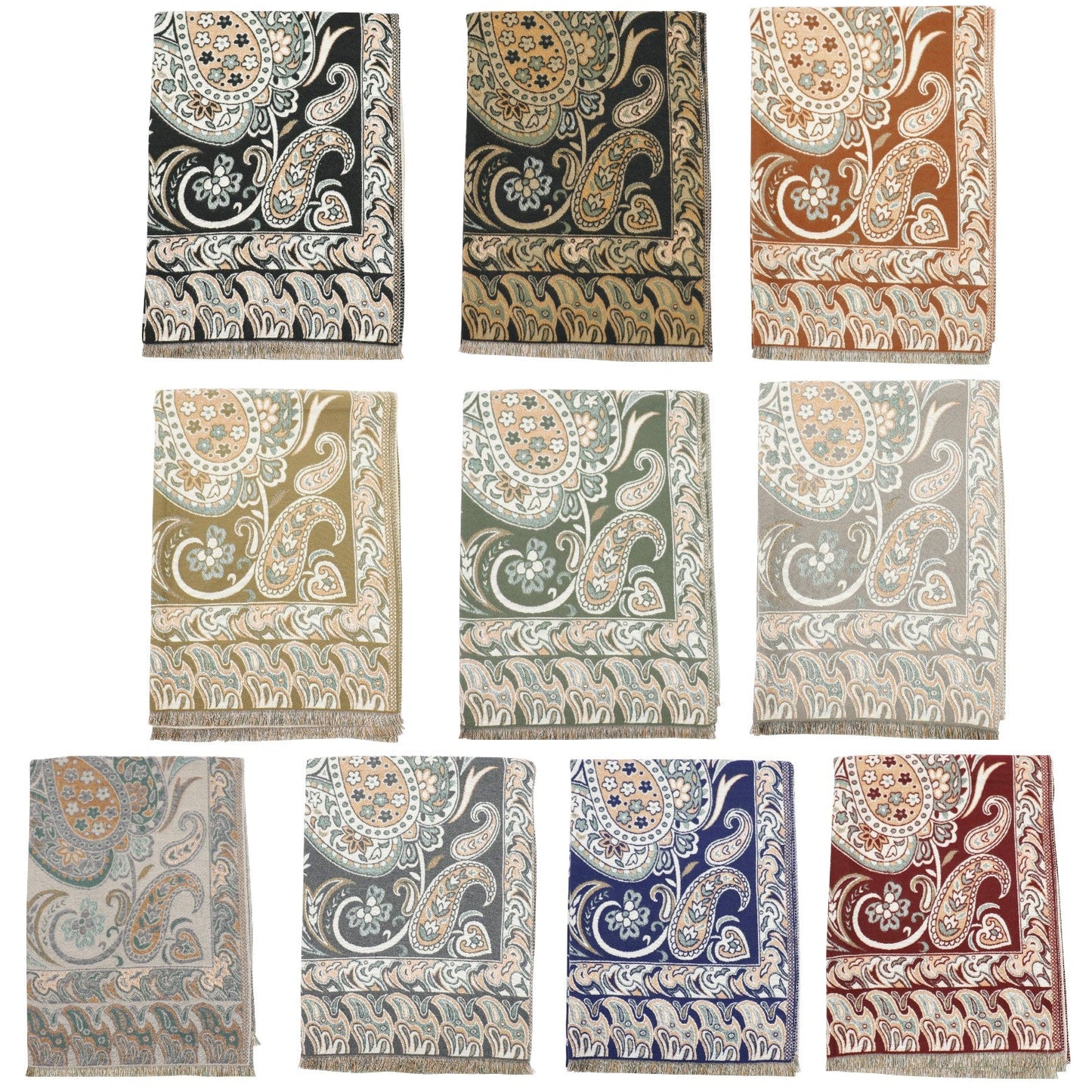 Cashmere Feel Winter Reversible Paisley Scarves SCF5726-51 (12PC)