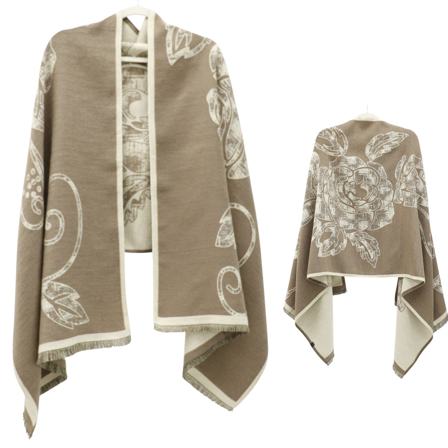 Cashmere Feel Winter Rose Pattern Reversible Scarf SCF5726-45(12PC)