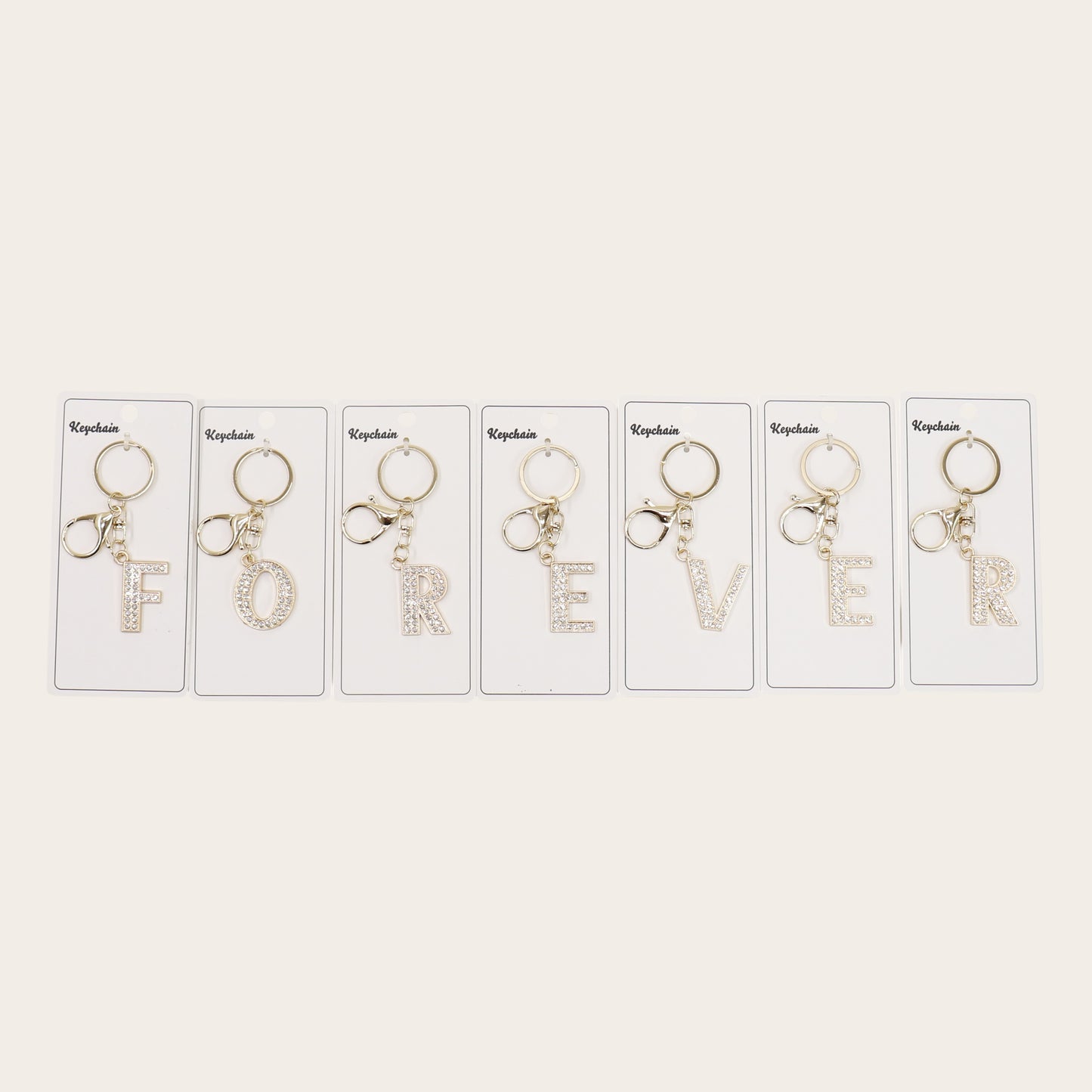 Rhinestone Alphabet Initial Letter Key Chain SS51011-32. (12PC)