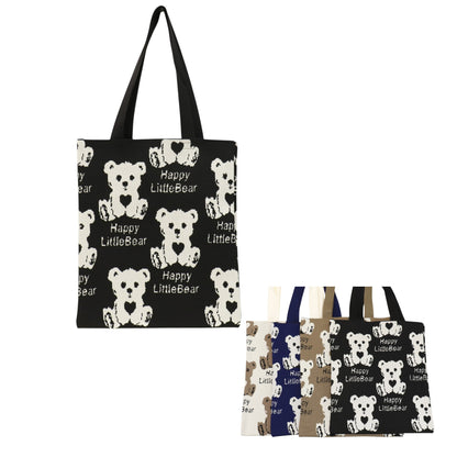 Cute Bear Pattern Knitted Tote Shoulder Bag JB6113-1 (12PC)