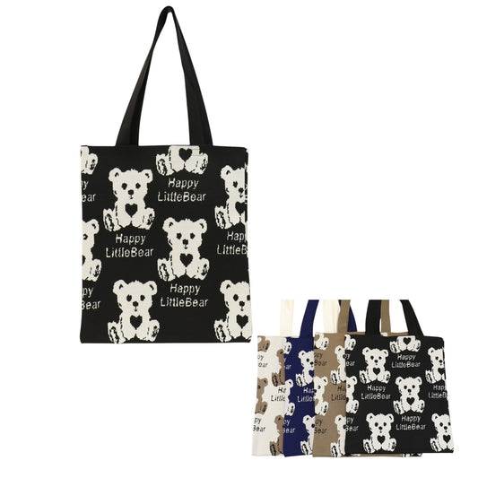 Cute Bear Pattern Knitted Tote Shoulder Bag JB6113-1 (12PC)