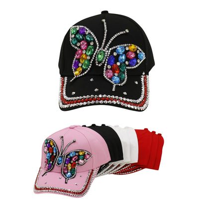 Bling Rhinestone Rainbow Butterfly Baseball Cap HA6323-32. (12PC)