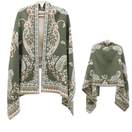 Cashmere Feel Winter Reversible Floral Paisley Scarves SCF5726-52 (12PC)