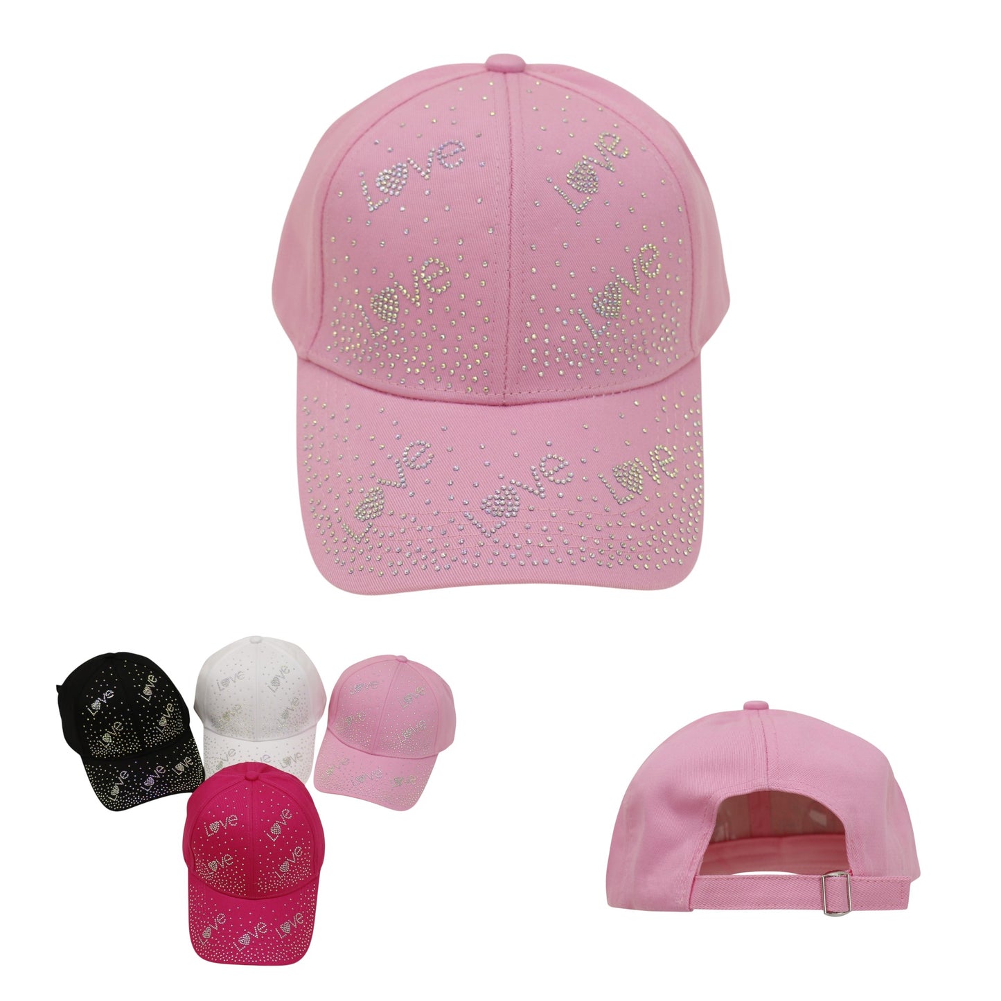 Women's LOVE Rhinestone Studded CAP HA6323-34 (12PC)