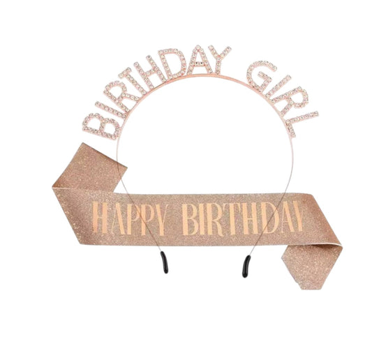 Happy Birthday Sash With Birthday Girl Tiara For Women HP5218-1 (3PC)