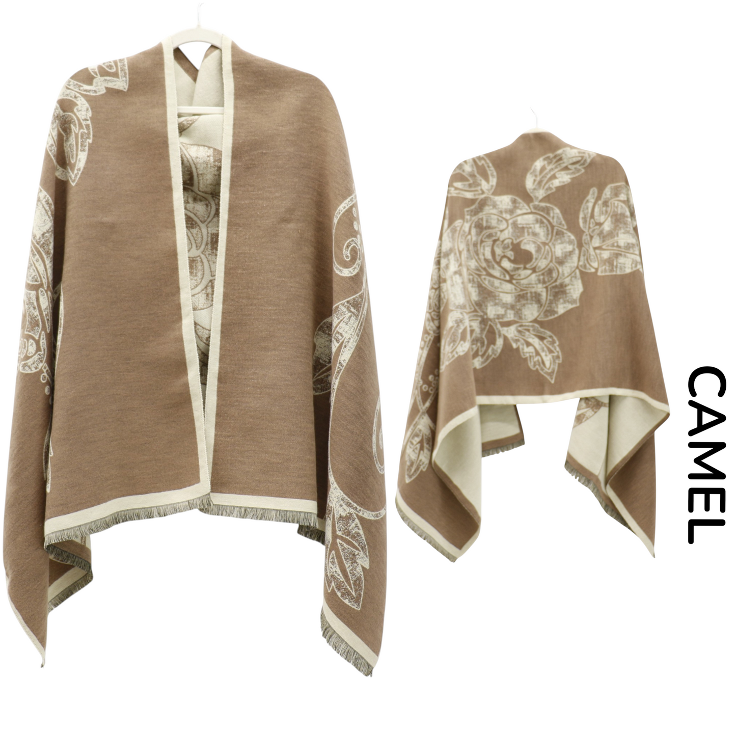 Cashmere Feel Winter Rose Pattern Reversible Scarf SCF5726-45(12PC)