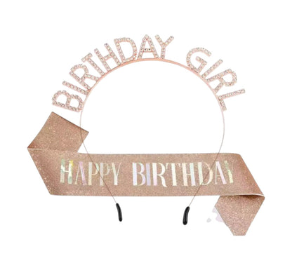 Happy Birthday Sash With Birthday Girl Tiara For Women HP5218-1 (3PC)