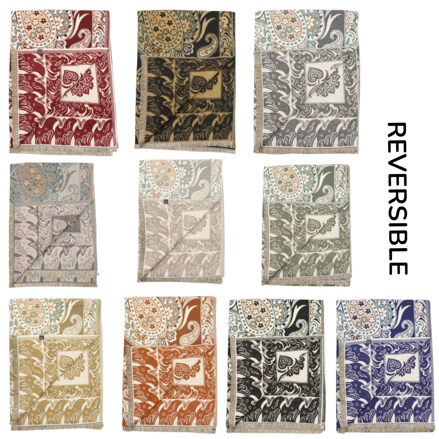 Cashmere Feel Winter Reversible Paisley Scarves SCF5726-51 (12PC)